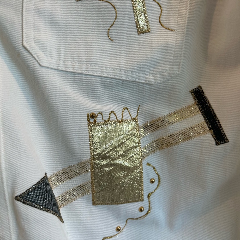 Vintage 80s White Denim Artistic Shirt - Picture 6 of 14